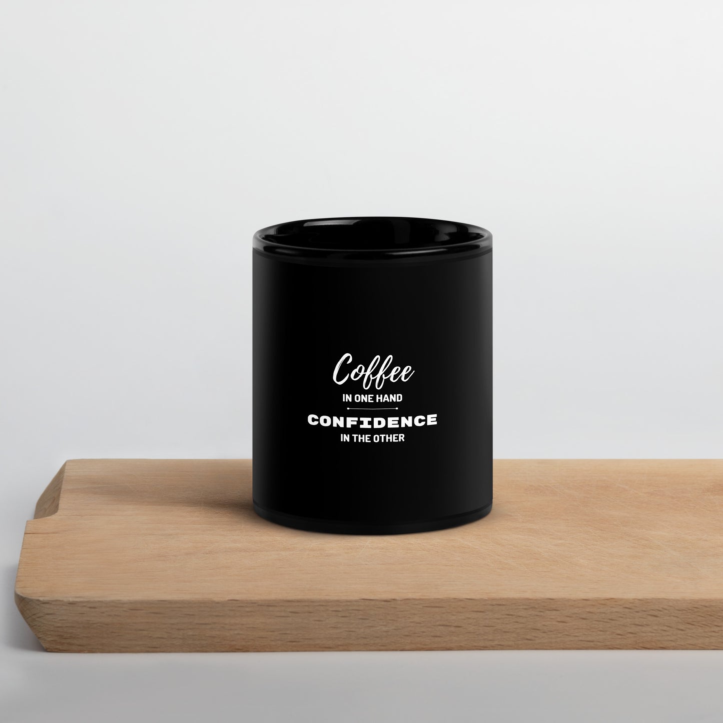 Confidence in One Hand Glossy Black Mug