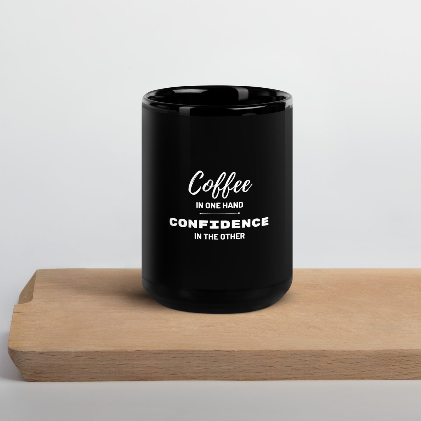 Confidence in One Hand Glossy Black Mug